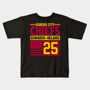 Kansas City Chiefs Edwards-Helaire 25 American Flag Football Kids T-Shirt